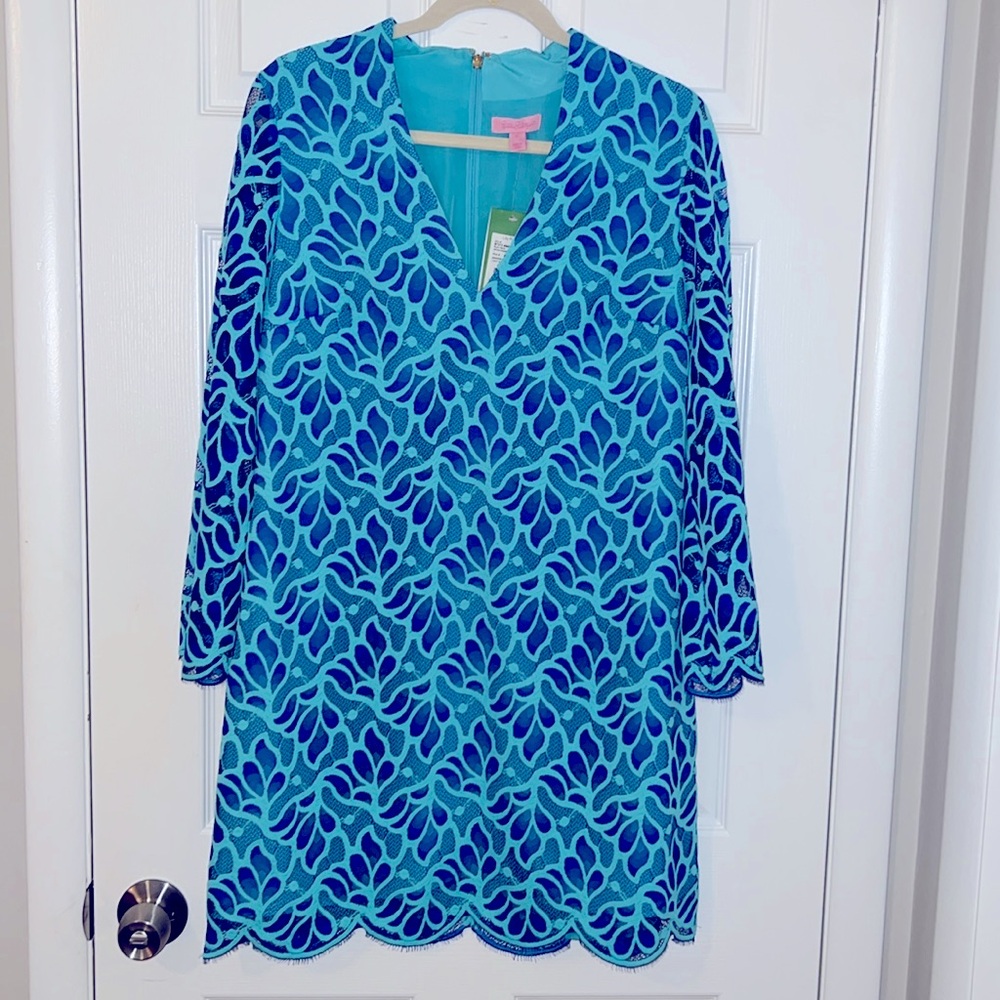 Lilly Pulitzer Devina Brewster Blue Light Flora Lace Shift Dress